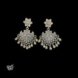 Silver Peacocks & Flowers Ghungroos Choker Earrings Set - MH5844