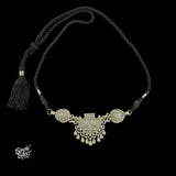 Silver Peacocks & Flowers Ghungroos Choker Earrings Set - MH5844