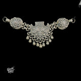 Silver Peacocks & Flowers Ghungroos Choker Earrings Set - MH5844