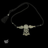 Silver Center Flower Ghungroos & Peacocks Choker with Earrings Set - MH5845