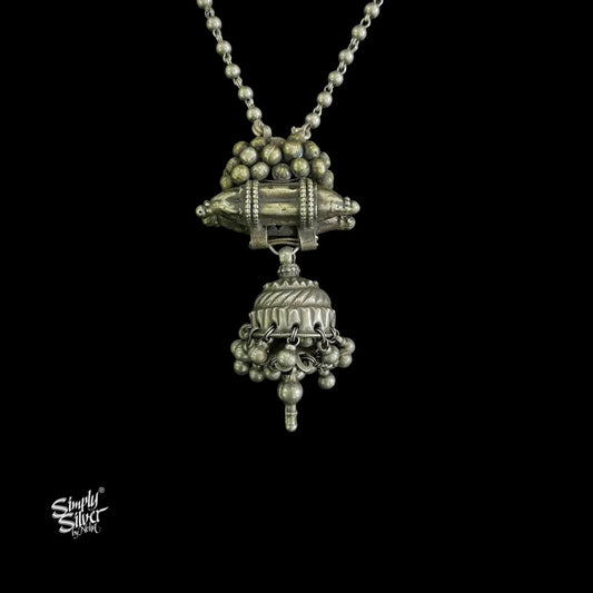 Silver Statement Ball Chain with Jhumka Neckalce - MH5846