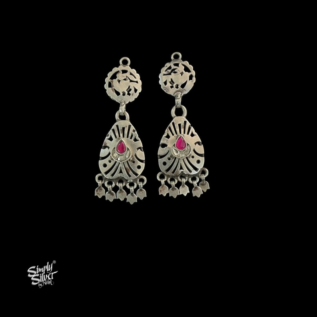 Silver Jaali Flower with White & Pink Kundan - MH5848