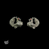 Silver Peacock with Red Stone Eye - MH5853