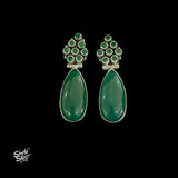 Green Stone Flower Studs & Green Stone Drop - MH5858