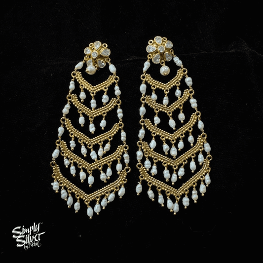 AD Stone Flower with Gold Polish & Pearls - MH5859