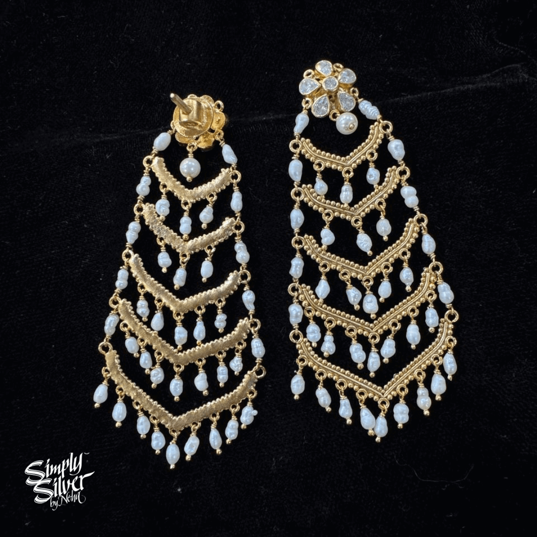 AD Stone Flower with Gold Polish & Pearls - MH5859