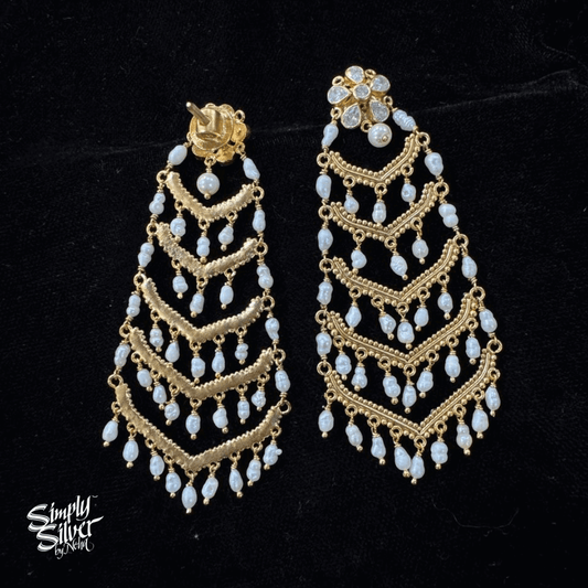 AD Stone Flower with Gold Polish & Pearls - MH5859