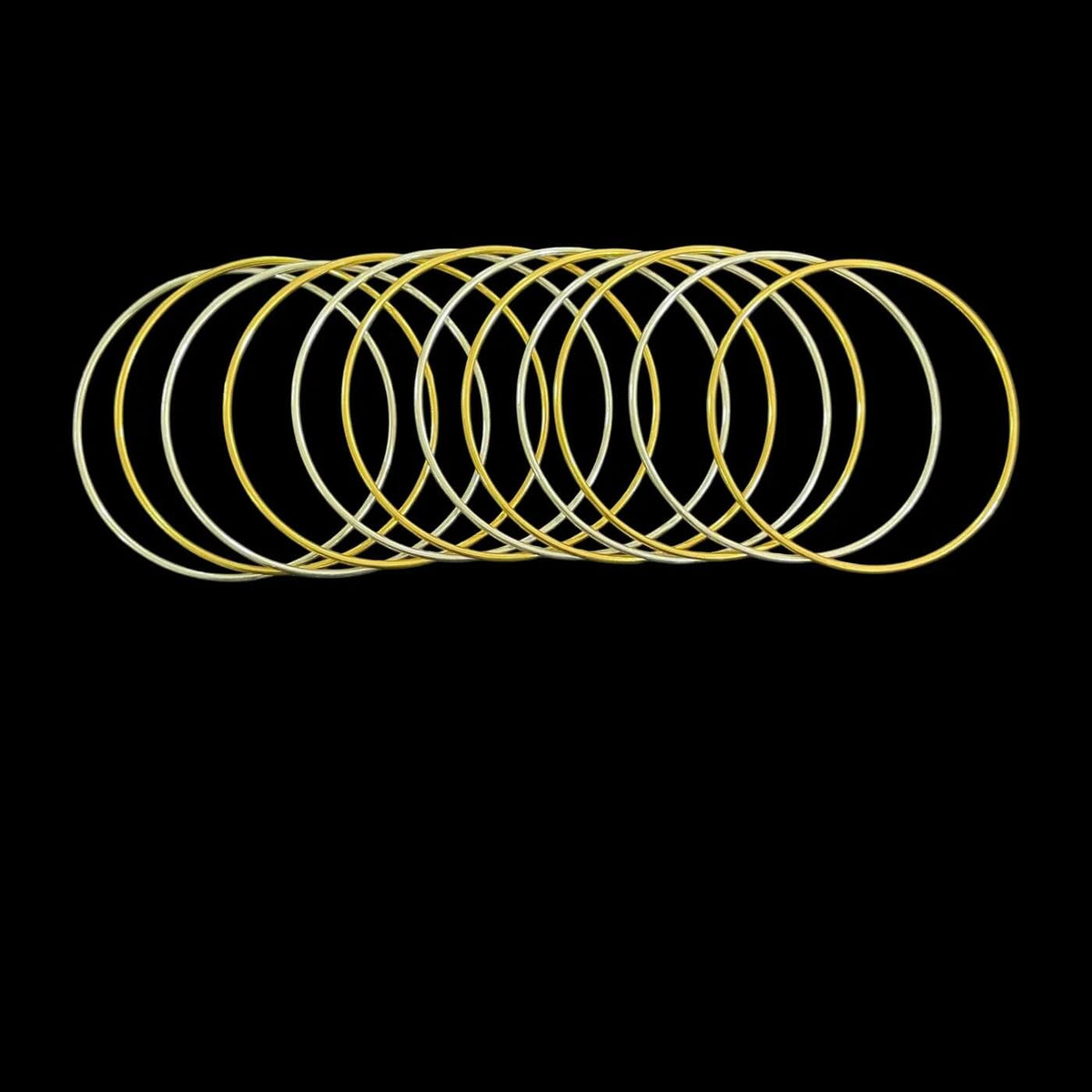 Silver Dainty Dual Tone Bangles Set of 12 (6+6) - MH5860