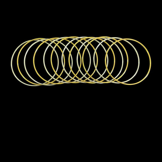 Silver Dainty Dual Tone Bangles Set of 12 (6+6) - MH5860