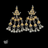 Bandhel Silver Long Dual Tone Ghungroos Earrings - MH5867