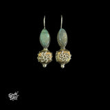 Silver Oval Shape Labrodite Stone with Floral Copper & Silver Fusion Bead - MH5869