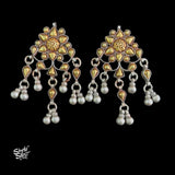 Bandhel Silver Dual Tone Flower with Ghungroos Earrings - MH5874