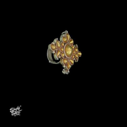 Bandhel Silver Dual Tone Flower Ring - MH5875