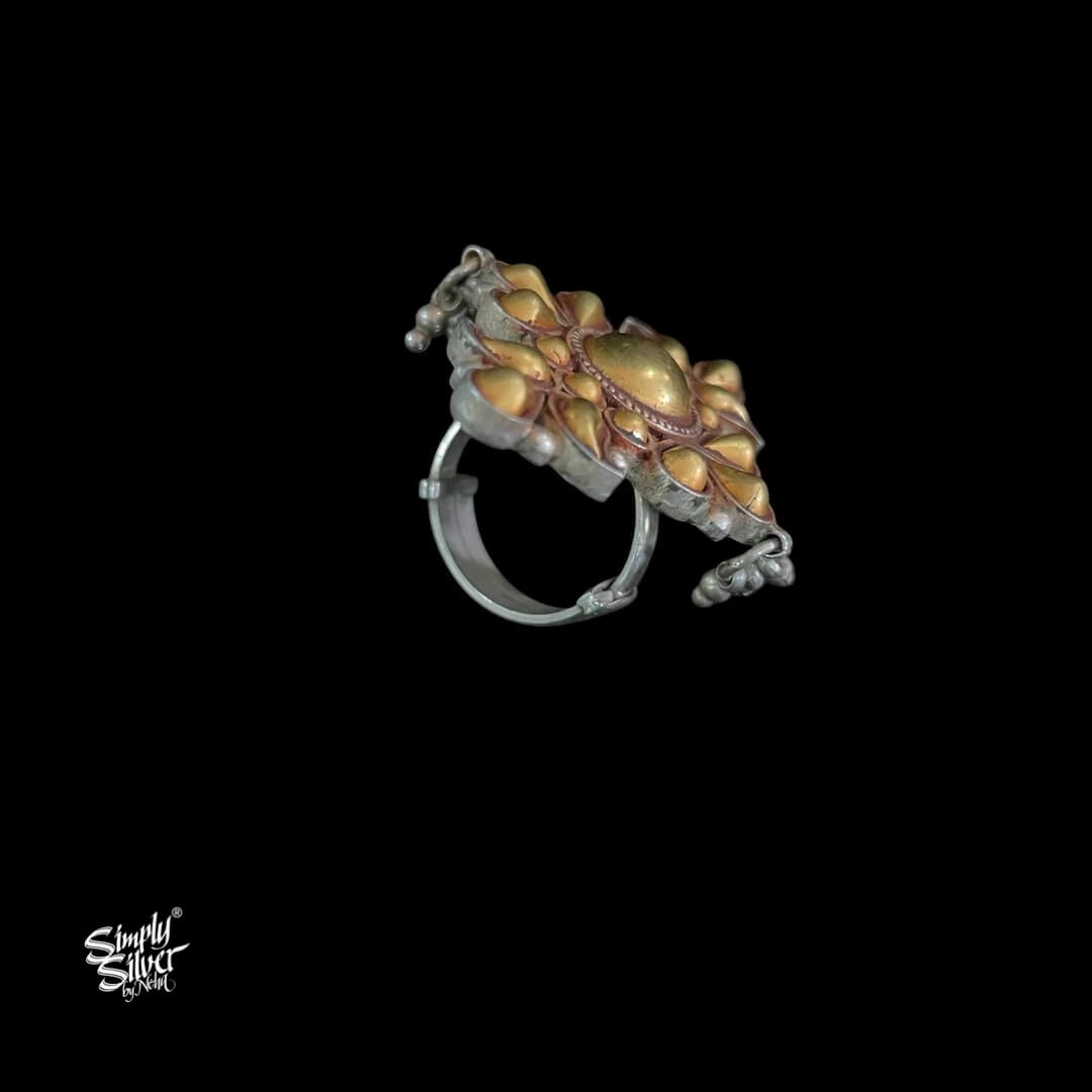 Bandhel Silver Dual Tone Flower Ring - MH5875