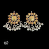 Bandhel Silver Dual Tone Flower with Ghungroos Earrings - MH5876
