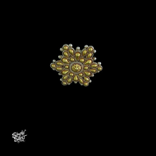 Bandhel Silver Dual Tone Flower Ring - MH5878