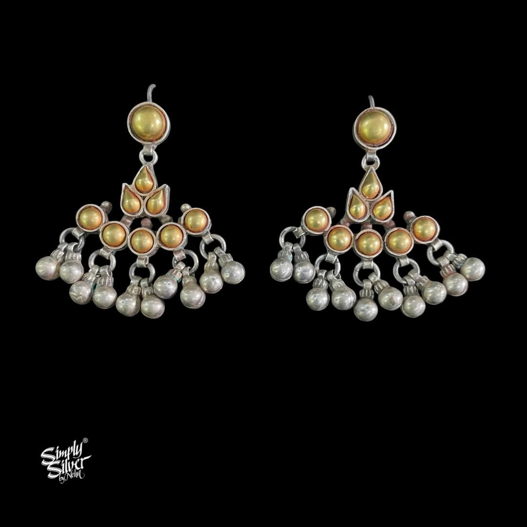 Bandhel Silver Dual Tone with Ghungroos Earrings - MH5882