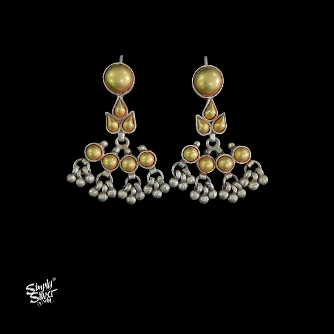 Bandhel Silver Dual Tone with Small Ghungroos Earrings - MH5883
