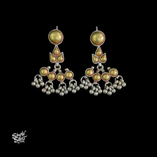 Bandhel Silver Dual Tone with Small Ghungroos Earrings - MH5883
