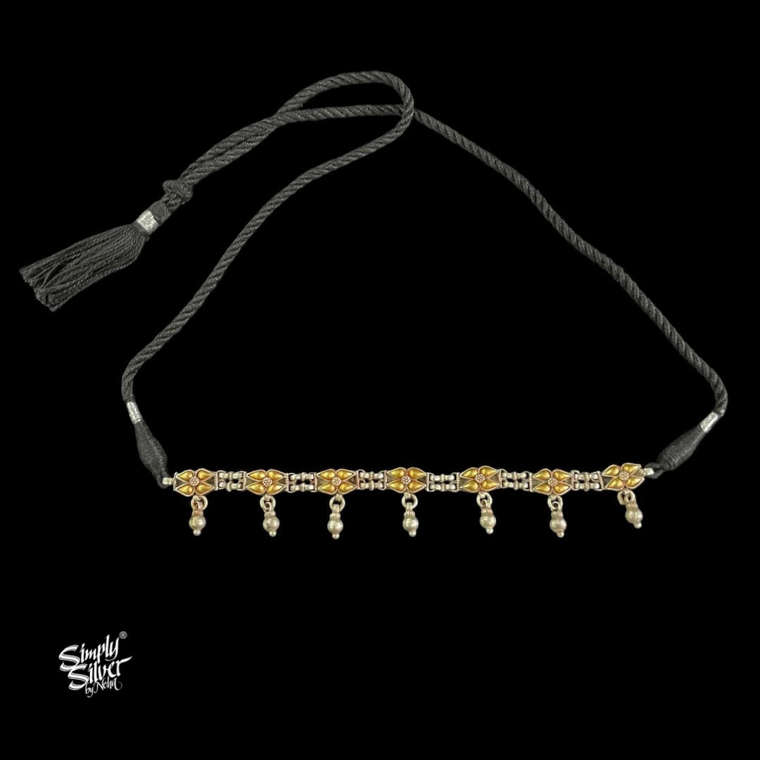 Bandhel Silver Dual Tone Flower & Ghungroos Choker - MH5890