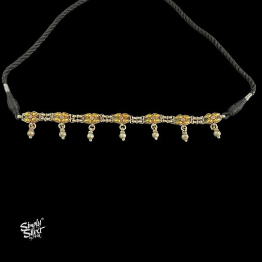 Bandhel Silver Dual Tone Flower & Ghungroos Choker - MH5890