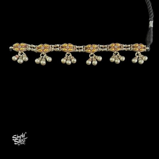 Bandhel Silver Dual Tone Flower & Ghungroos Choker - MH5891