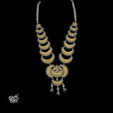 Bandhel Silver Statement Dual Tone Multi Layer Chaand Necklace - MH5892