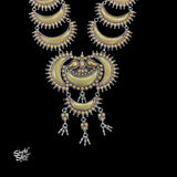 Bandhel Silver Statement Dual Tone Multi Layer Chaand Necklace - MH5892