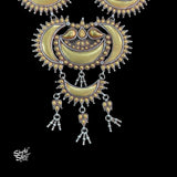 Bandhel Silver Statement Dual Tone Multi Layer Chaand Necklace - MH5892