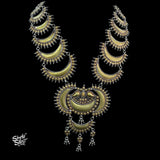 Bandhel Silver Statement Dual Tone Multi Layer Chaand Necklace - MH5892