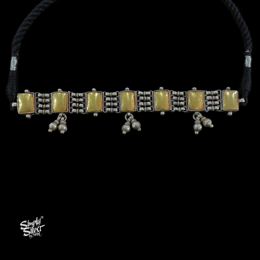 Bandhel Silver Dual Tone with Ghungroos Choker - MH5893