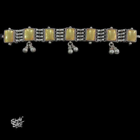 Bandhel Silver Dual Tone with Ghungroos Choker - MH5894