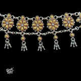 Bandhel Silver Dual Tone Flower & Chain Choker - MH5897