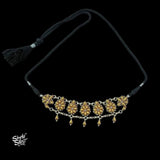 Bandhel Silver Dual Tone Flower & Chain Choker - MH5899