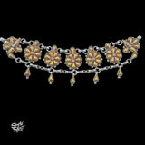 Bandhel Silver Dual Tone Flower & Chain Choker - MH5899