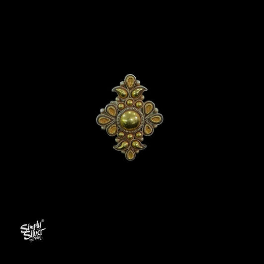 Bandhel Silver Dual Tone Flower Ring - MH5903