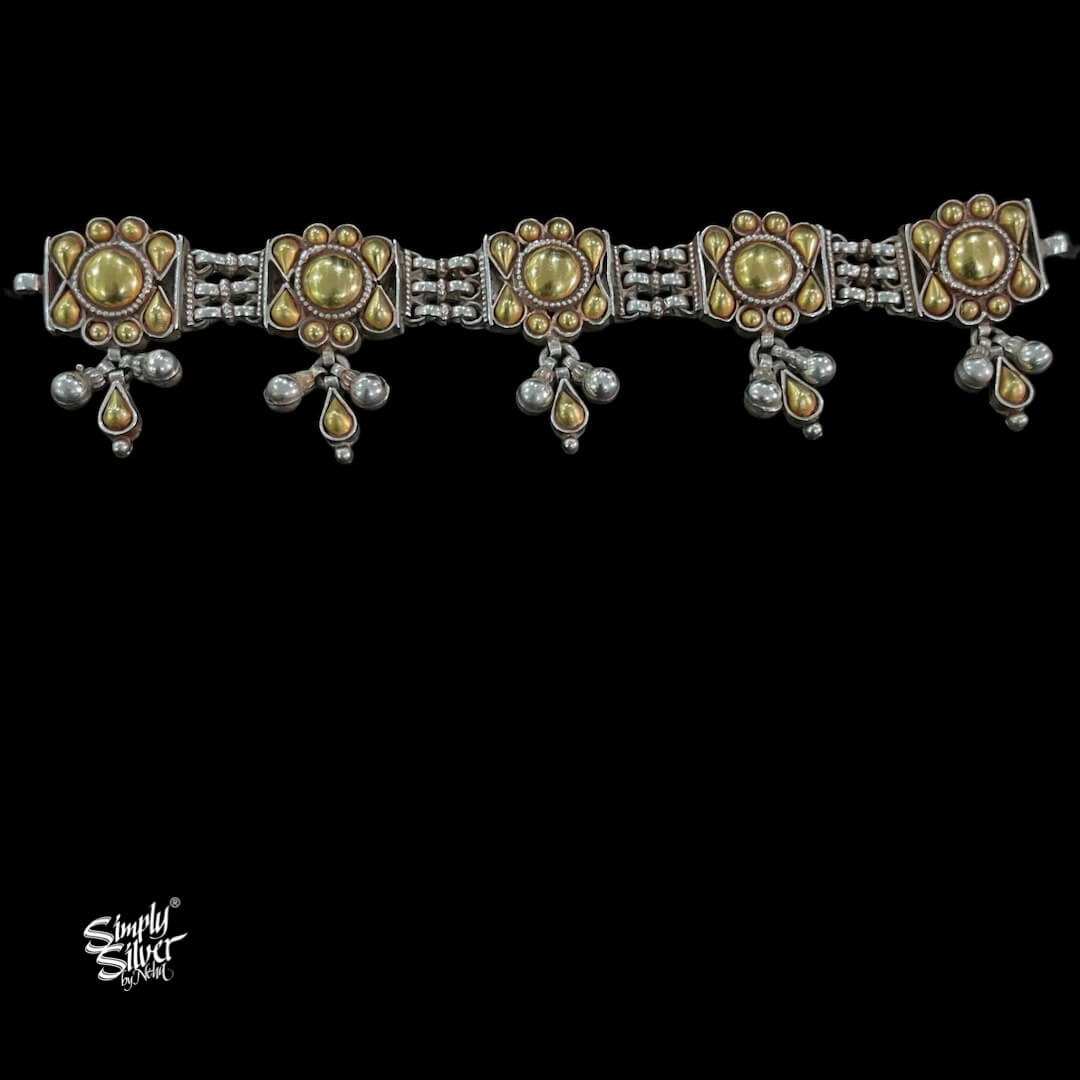 Bandhel Silver Dual Tone Flower Choker - MH5905