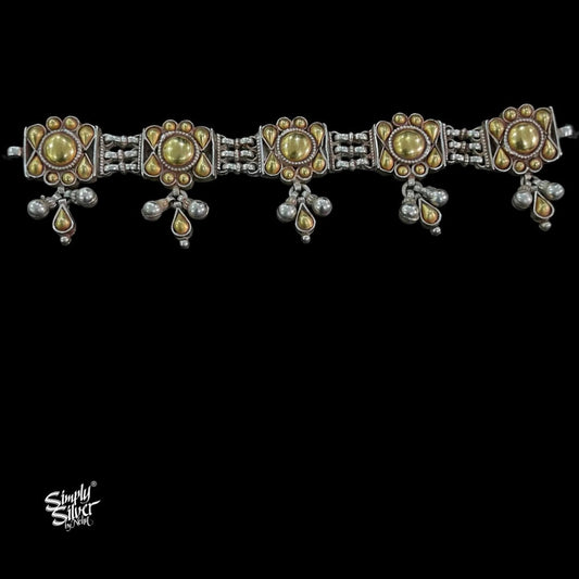 Bandhel Silver Dual Tone Flower Choker - MH5905