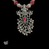 Silver Ganesh Ji with Multi Color Stone & Jaali Ghungroos Necklace - MH5907