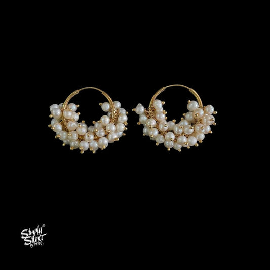 Silver Dual Tone Bunch of Pearls Bali - MH5918