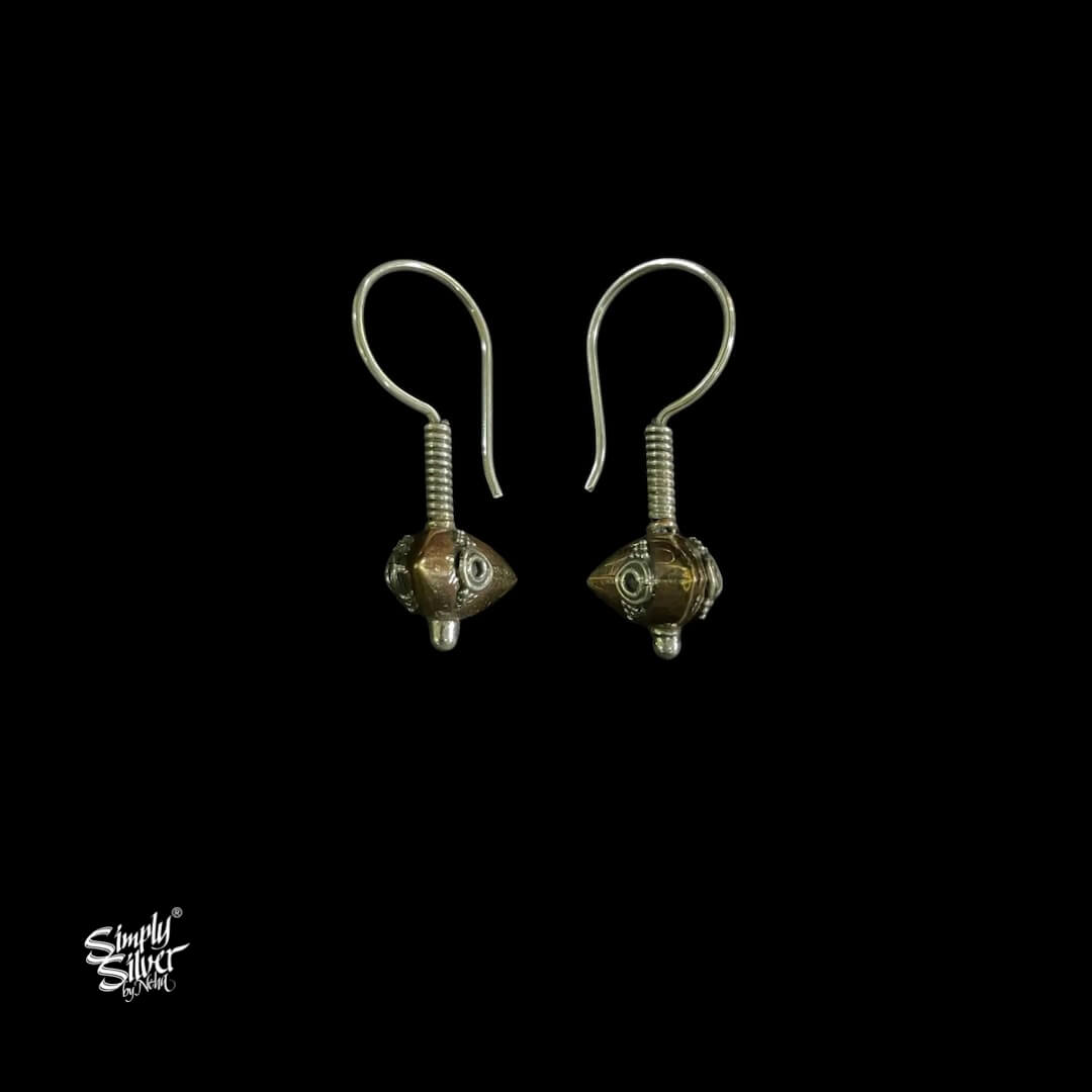 Silver Hooks with Copper & Silver Fusion Bead - MH5922