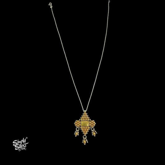 Bandhel Silver Dual Tone Flower Pendant with Chain - MH5923