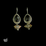 Paan Shape Black Stone with Copper  & Silver Fusion Floral Bead - MH5927