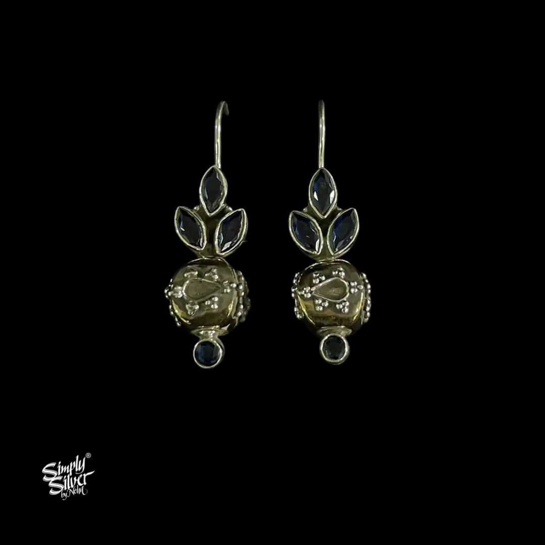 Silver Blue Stone Flower with Copper  & Silver Fusion Floral Bead - MH5933