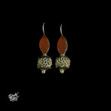 Silver Oval Shape Maroon Stone with Copper  & Silver Fusion Floral Bead - MH5934