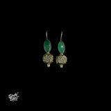 Silver Oval Shape Green Stone with Floral Copper  & Silver Fusion  Bead - MH5935