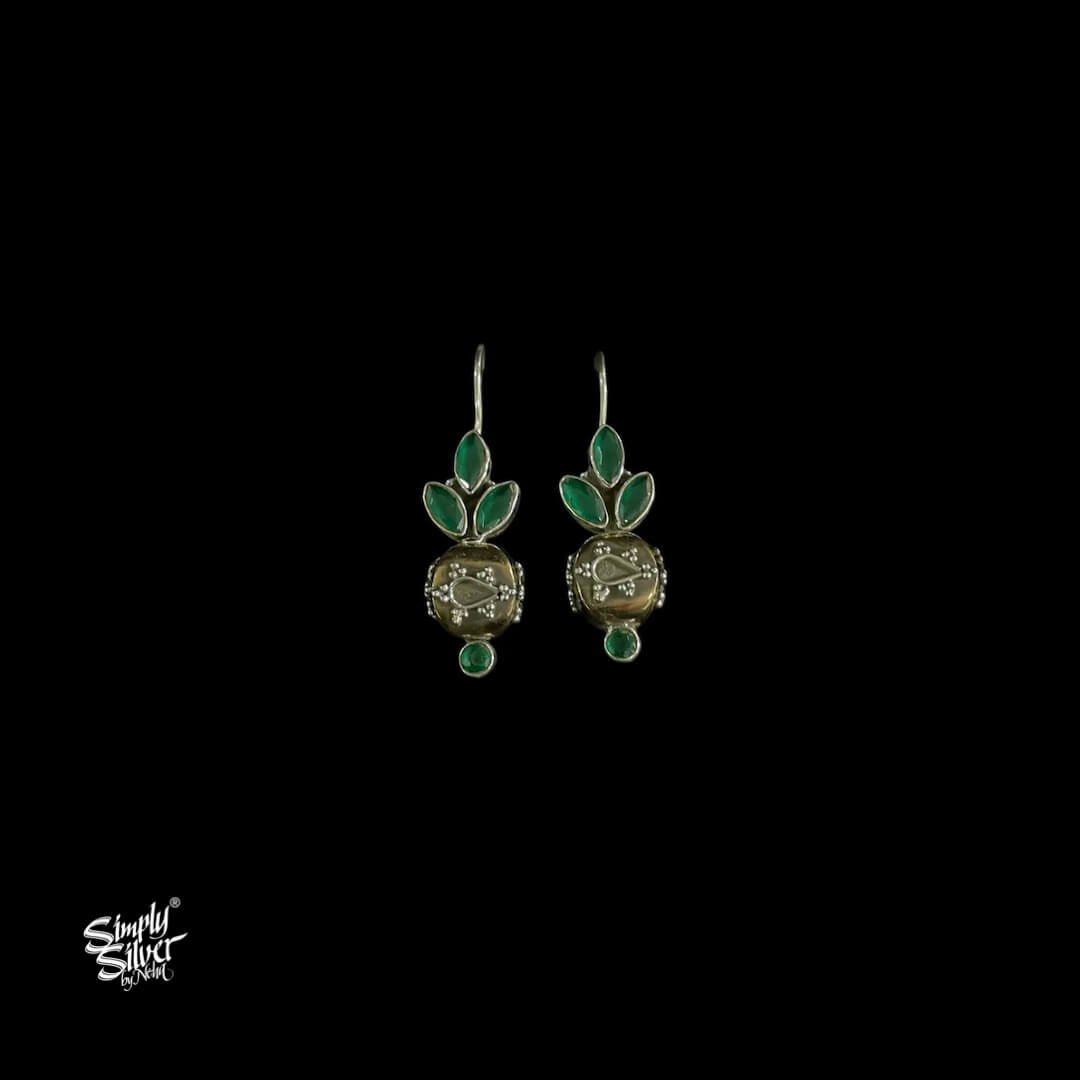 Green Stone Flower with Floral Copper  & Silver Fusion Bead - MH5936