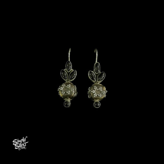 Silver Black Stone Flower with Copper  & Silver Fusion Floral Bead - MH5938