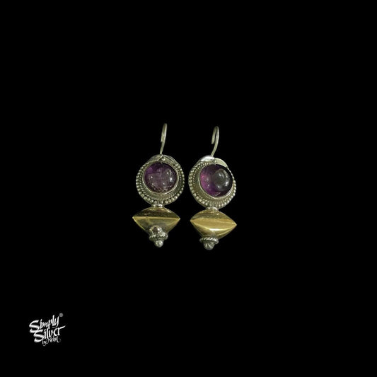 Silver Purple Round Stone with Copper  & Silver Fusion Bead - MH5941