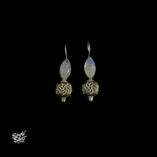 Oval Shape White Stone with Floral Copper  & Silver Fusion Bead - MH5942